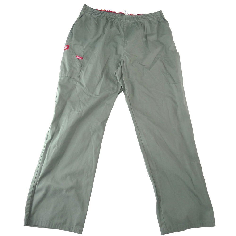 Dickies Womens Olive Green Elastic Waist Cargo Scrub Pants 2XL Plus Size